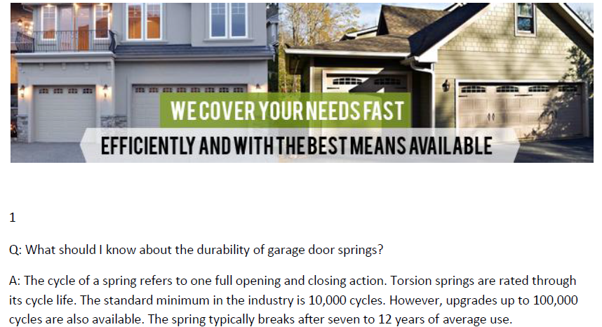 FAQs on Garage Door Springs - Garage Doors Repair Lisle