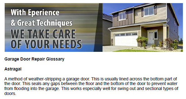 Garage Door Repair Glossary - Garage Doors Repair Lisle
